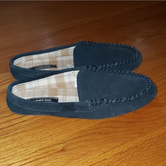 Lands End blue leather Slippers - Picture 1 of 7